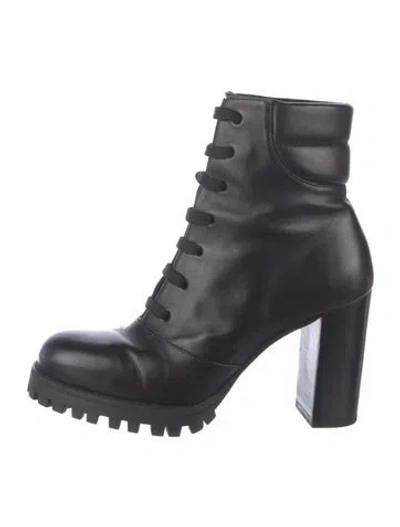 Pre-owned Stuart Weitzman Leather Combat Boots In Black