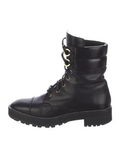 Pre-owned Stuart Weitzman Leather Combat Boots In Black