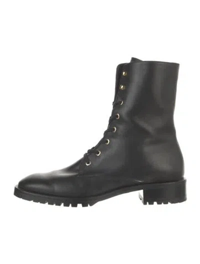 Pre-owned Stuart Weitzman Leather Combat Boots In Black