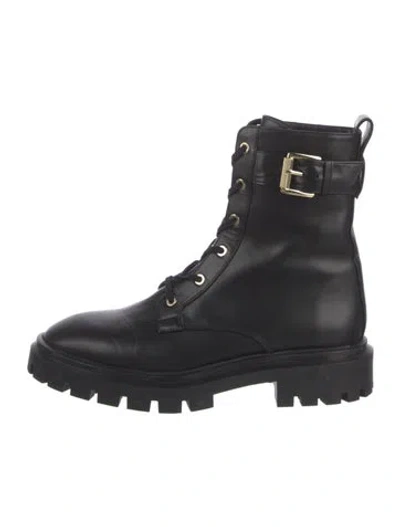 Pre-owned Stuart Weitzman Leather Combat Boots In Black