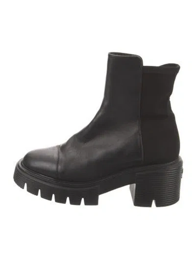 Pre-owned Stuart Weitzman Leather Combat Boots In Black
