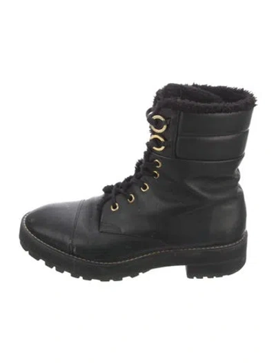 Pre-owned Stuart Weitzman Leather Combat Boots In Black