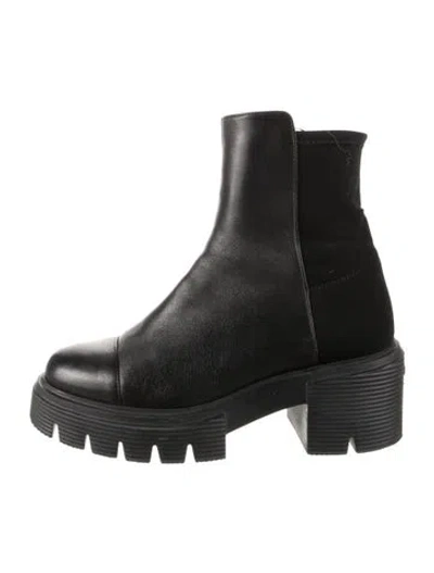 Pre-owned Stuart Weitzman Leather Combat Boots In Black