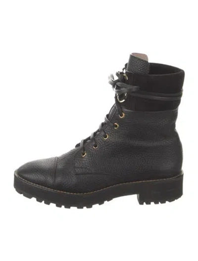 Pre-owned Stuart Weitzman Leather Combat Boots In Black