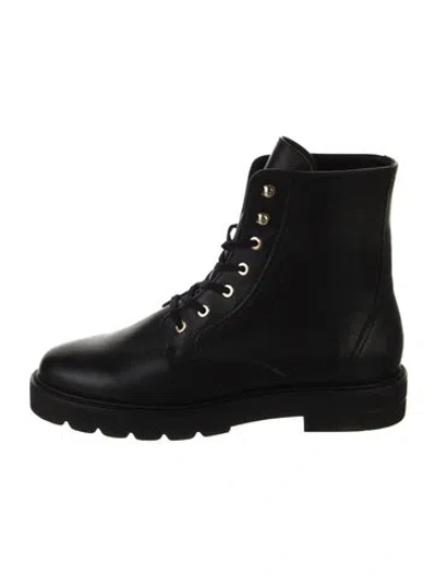 Pre-owned Stuart Weitzman Leather Combat Boots In Black