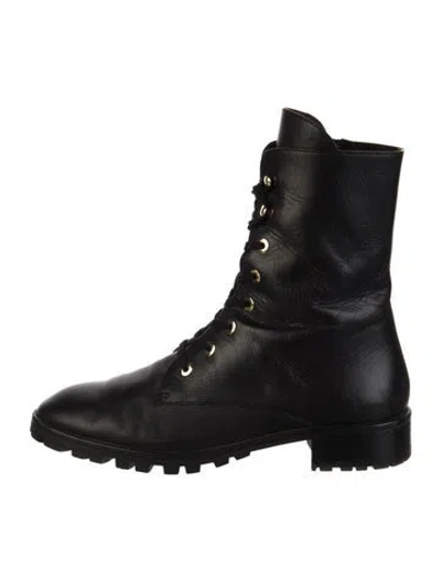 Pre-owned Stuart Weitzman Leather Combat Boots In Black