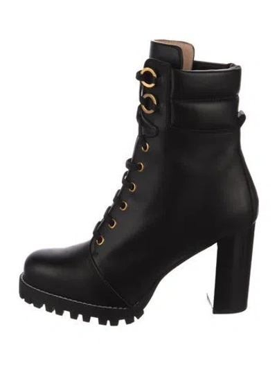 Pre-owned Stuart Weitzman Leather Combat Boots In Black