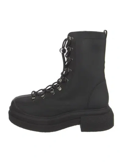 Pre-owned Stuart Weitzman Leather Combat Boots In Black