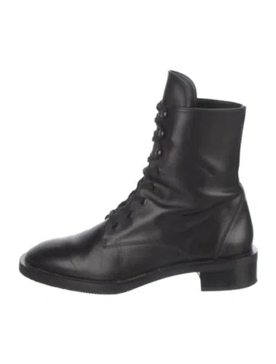 Pre-owned Stuart Weitzman Leather Combat Boots In Black