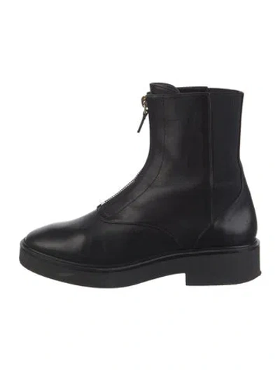 Pre-owned Stuart Weitzman Leather Combat Boots In Black