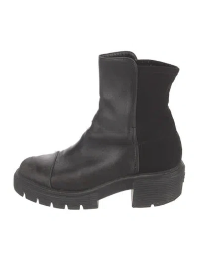 Pre-owned Stuart Weitzman Leather Combat Boots In Black