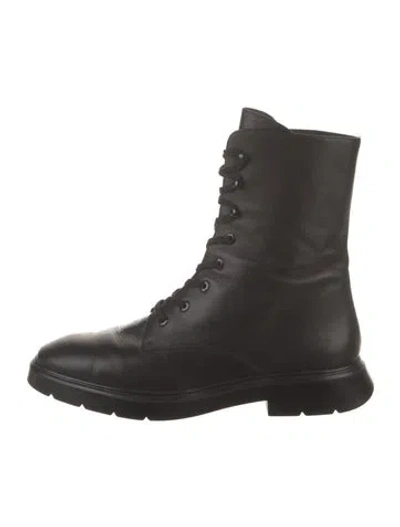 Pre-owned Stuart Weitzman Leather Combat Boots In Black