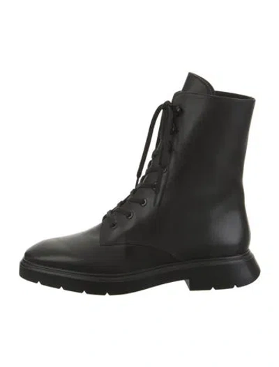 Pre-owned Stuart Weitzman Leather Combat Boots In Black