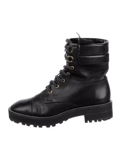 Pre-owned Stuart Weitzman Leather Combat Boots In Black