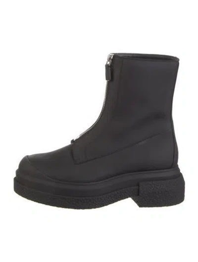 Pre-owned Stuart Weitzman Leather Combat Boots In Black