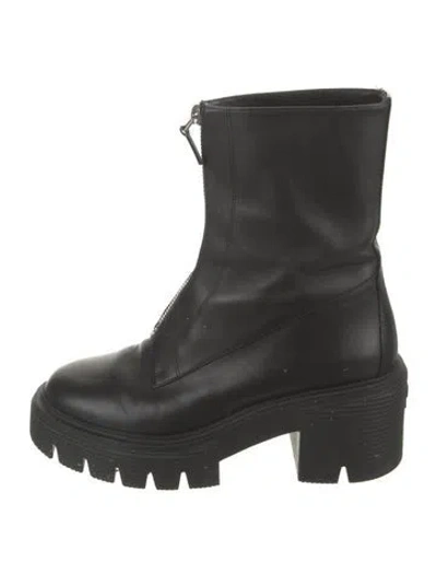 Pre-owned Stuart Weitzman Leather Combat Boots In Black