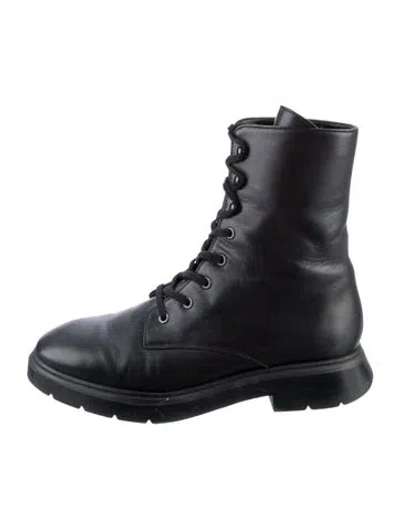 Pre-owned Stuart Weitzman Leather Combat Boots In Black