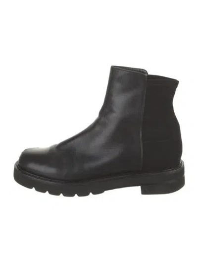 Pre-owned Stuart Weitzman Leather Combat Boots In Black