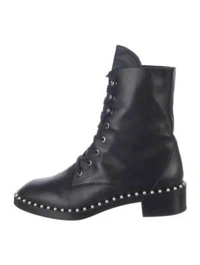 Pre-owned Stuart Weitzman Leather Combat Boots In Blue