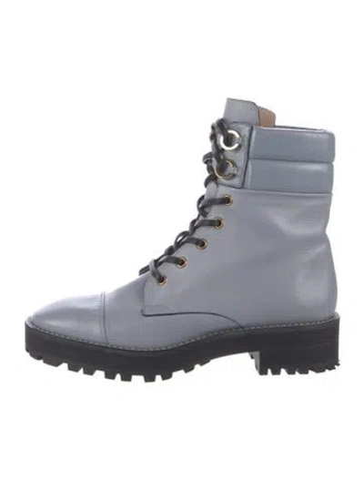 Pre-owned Stuart Weitzman Leather Combat Boots In Blue