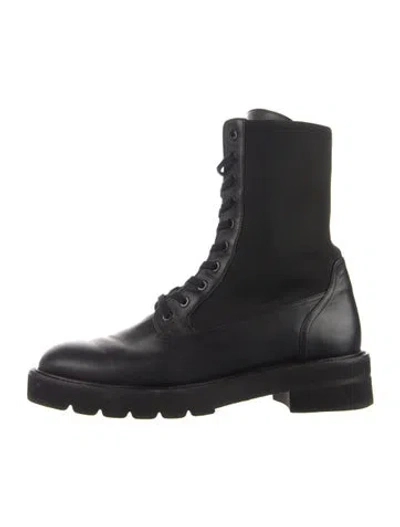 Pre-owned Stuart Weitzman Leather Combat Boots In Blue