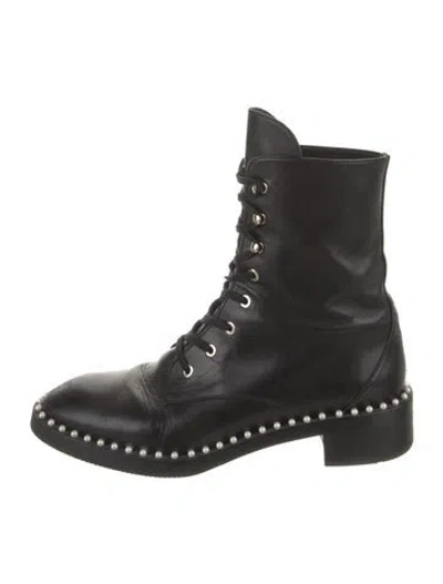 Pre-owned Stuart Weitzman Leather Combat Boots In Green