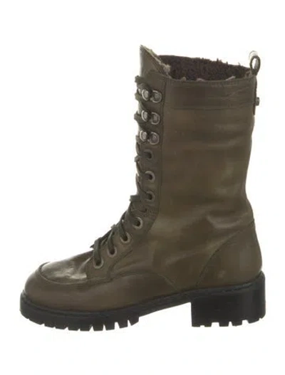 Pre-owned Stuart Weitzman Leather Combat Boots In Green