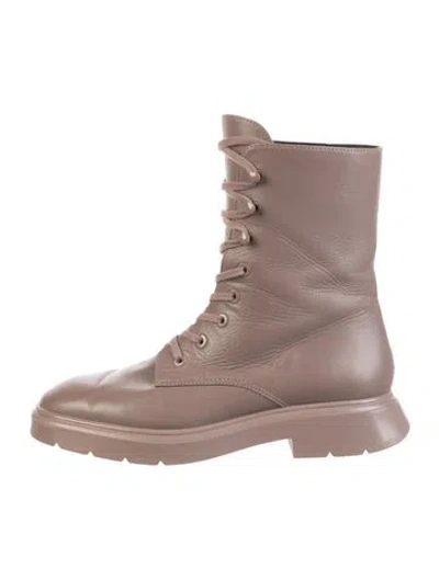 Pre-owned Stuart Weitzman Leather Combat Boots In Neutral