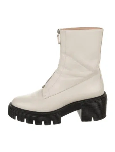 Pre-owned Stuart Weitzman Leather Combat Boots In Neutral