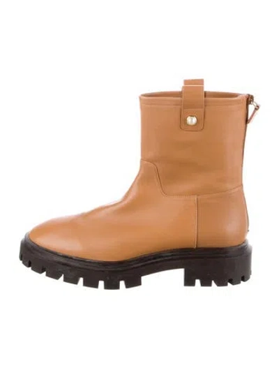 Pre-owned Stuart Weitzman Leather Combat Boots In Neutral