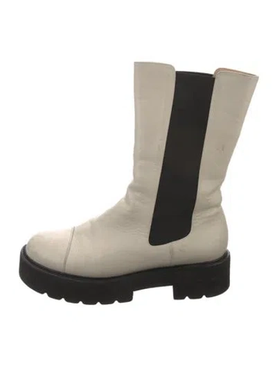 Pre-owned Stuart Weitzman Leather Combat Boots In Neutral