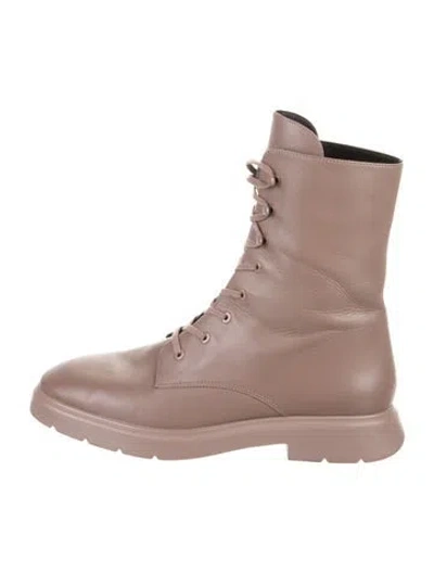 Pre-owned Stuart Weitzman Leather Combat Boots In Neutral