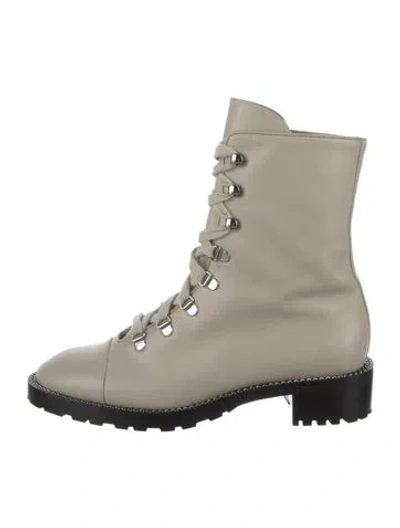 Pre-owned Stuart Weitzman Leather Combat Boots In Neutral