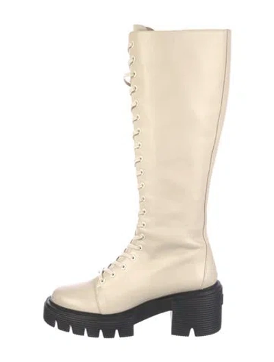 Pre-owned Stuart Weitzman Leather Combat Boots In Neutral