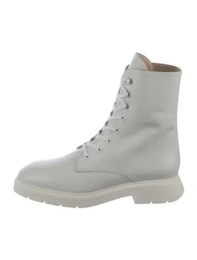 Pre-owned Stuart Weitzman Leather Combat Boots In White