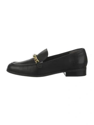Pre-owned Stuart Weitzman Leather Crystal Embellishments Loafers In Black