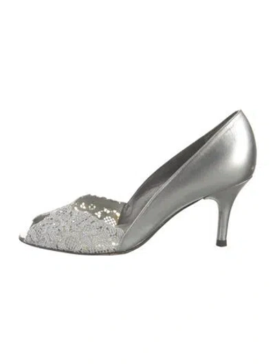 Pre-owned Stuart Weitzman Leather Crystal Embellishments Pumps