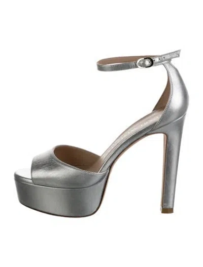 Pre-owned Stuart Weitzman Leather D'orsay Pumps In Silver