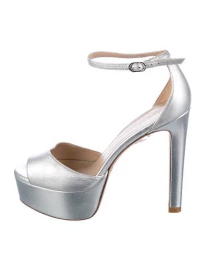 Pre-owned Stuart Weitzman Leather D'orsay Pumps In Silver