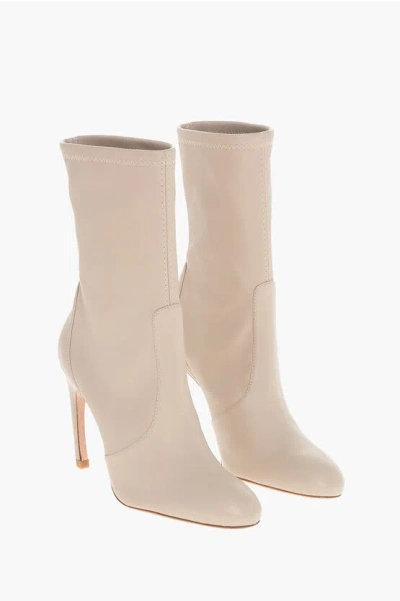 Stuart Weitzman Leather Dune Booties With Curved Heel 10cm In Neutral