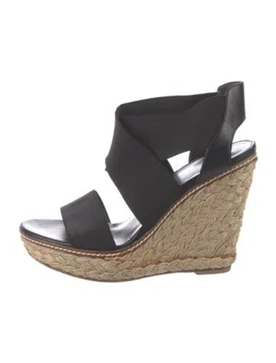 Pre-owned Stuart Weitzman Leather Espadrilles In Black