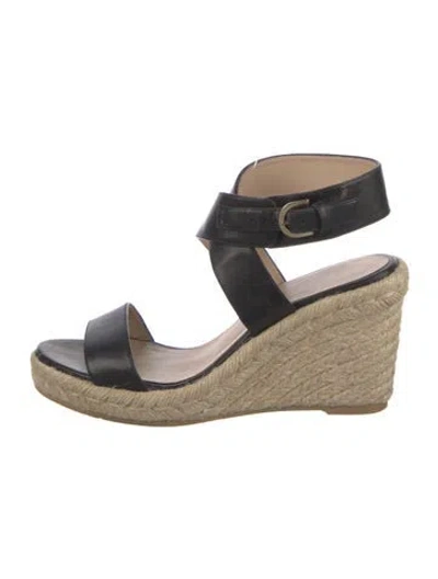 Pre-owned Stuart Weitzman Leather Espadrilles In Black