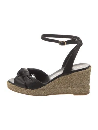 Pre-owned Stuart Weitzman Leather Espadrilles In Black