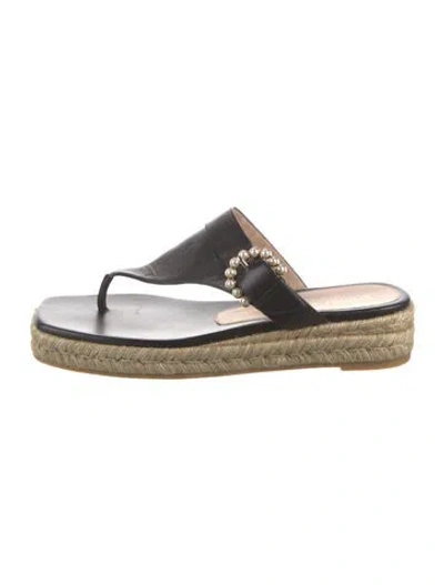 Pre-owned Stuart Weitzman Leather Espadrilles In Black