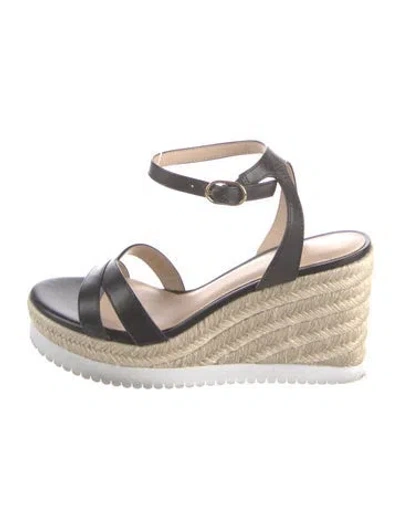 Pre-owned Stuart Weitzman Leather Espadrilles In Black