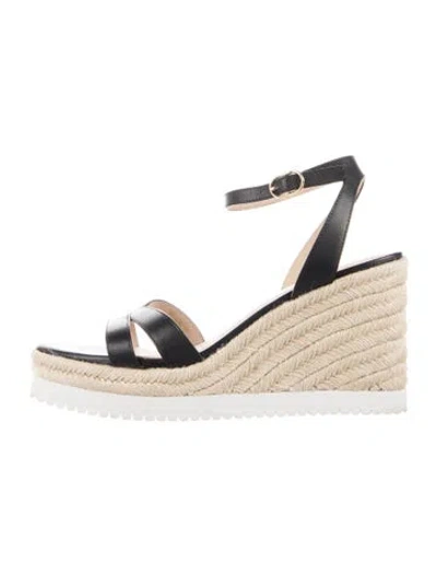 Pre-owned Stuart Weitzman Leather Espadrilles In Black
