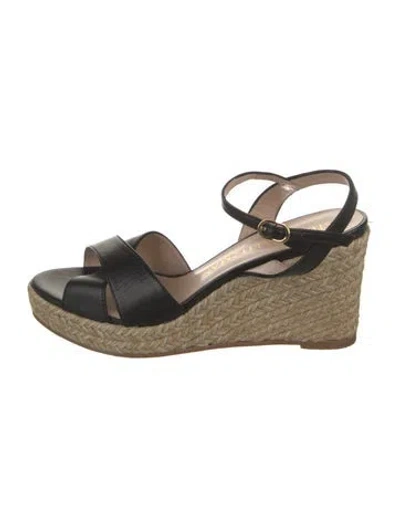 Pre-owned Stuart Weitzman Leather Espadrilles In Black