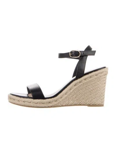 Pre-owned Stuart Weitzman Leather Espadrilles In Black