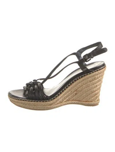 Pre-owned Stuart Weitzman Leather Espadrilles In Black
