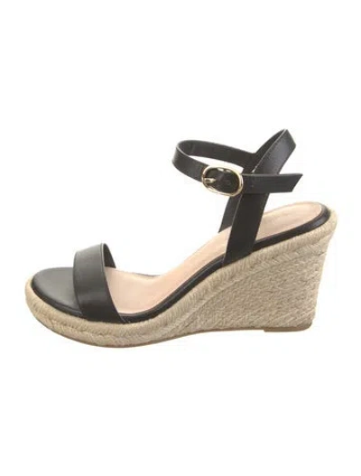 Pre-owned Stuart Weitzman Leather Espadrilles In Black